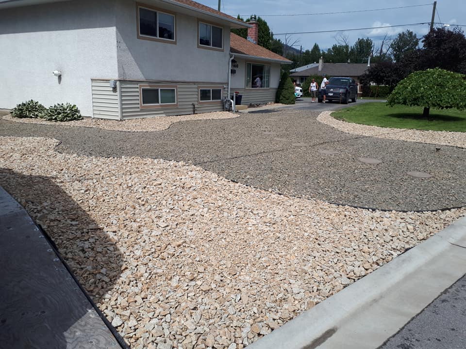 Driveway construction project by Kamloops Excavating