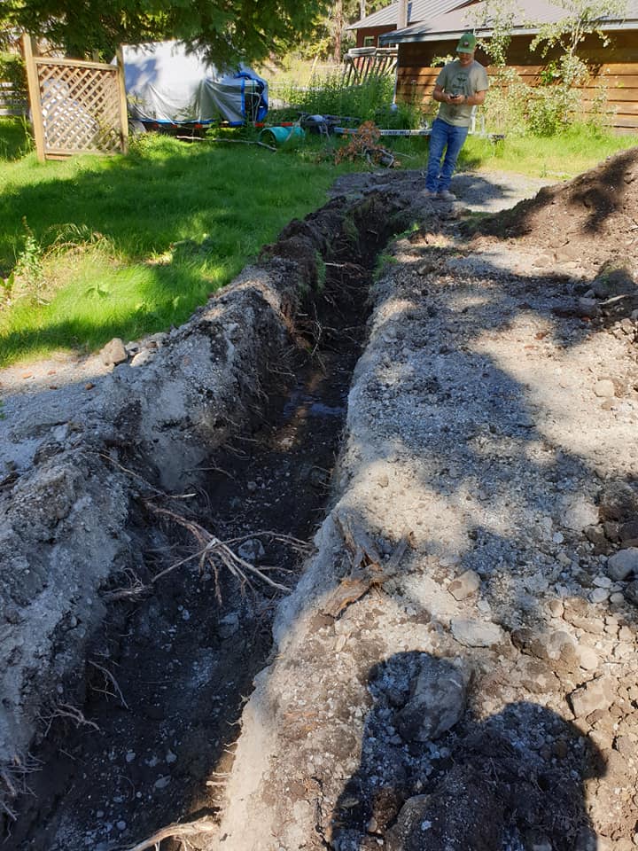 Trenching for utilities performed by Kamloops Excavating Services